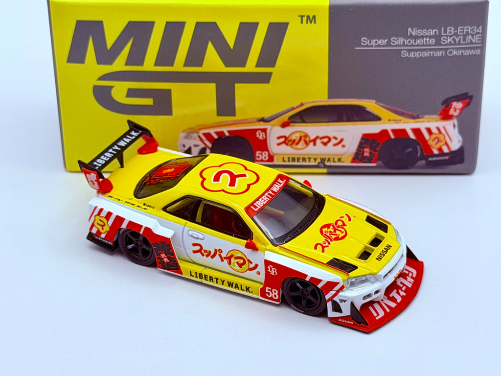 Mini GT 1:64 Nissan LB-ER34 Super Silhouette SKYLINE Suppaiman Okinawa #1204