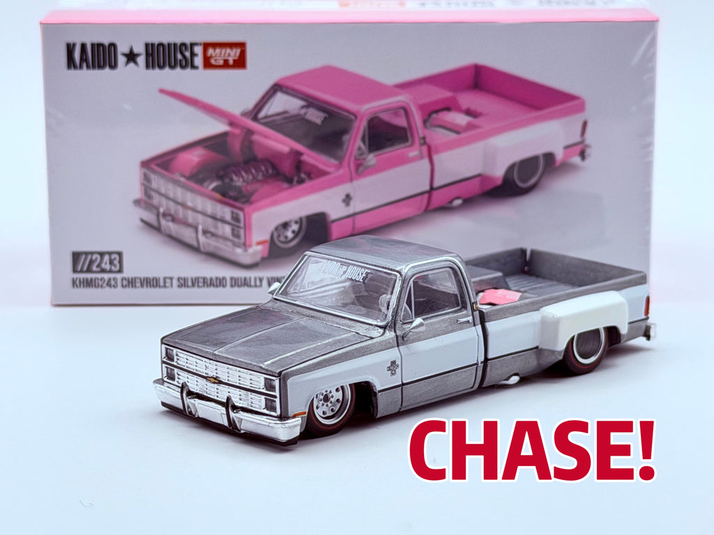 CHASE! Mini GT x Kaido House 1:64 Chevrolet Silverado Dually Vintage Spec V2 Pink #243