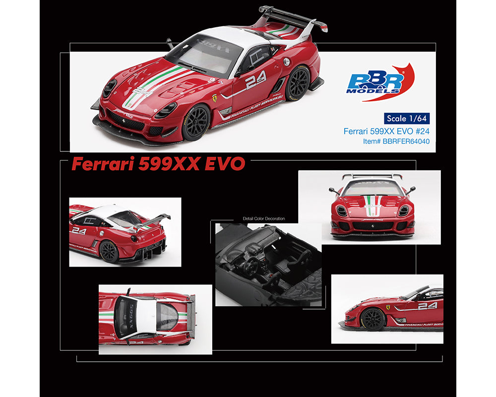 (Preorder) BBR Models 1:64 Ferrari 599XX EVO #24 – Red – Limited Edition