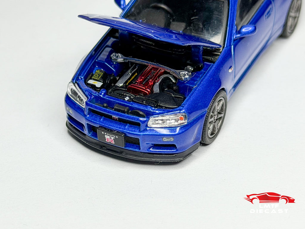 Xcartoys 1:64 Skyline GT-R R34 V-Spec II Bayside Blue Pop Race