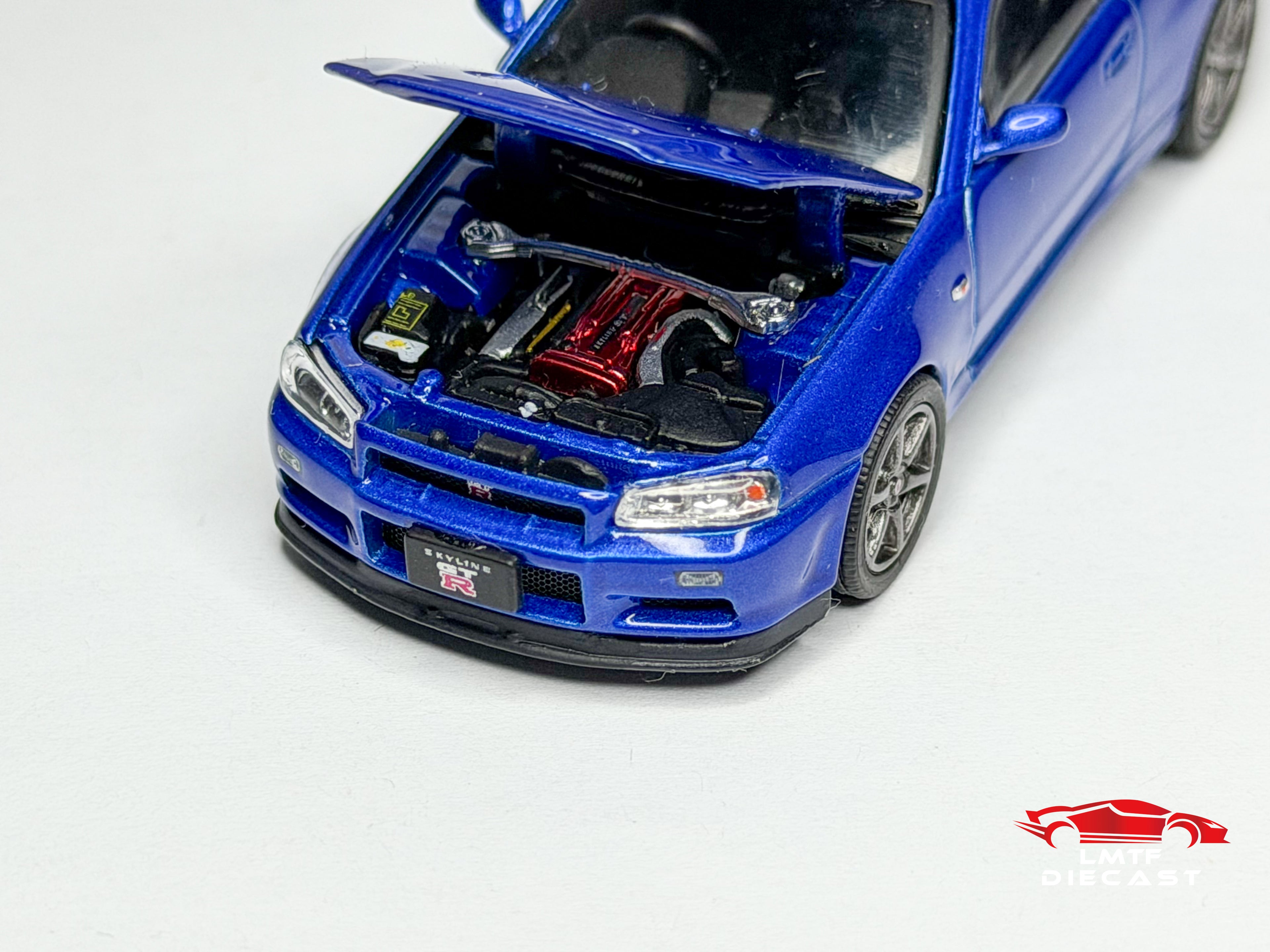 Xcartoys 1:64 Skyline GT-R R34 V-Spec II Bayside Blue Pop Race