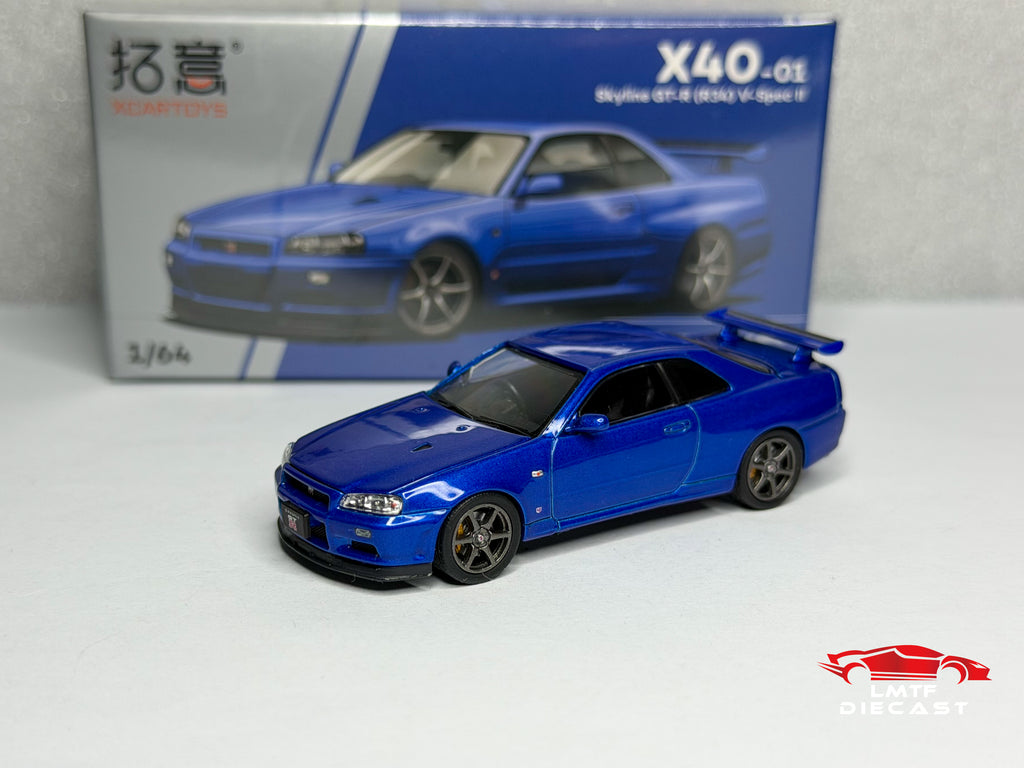 Xcartoys 1:64 Skyline GT-R R34 V-Spec II Bayside Blue Pop Race