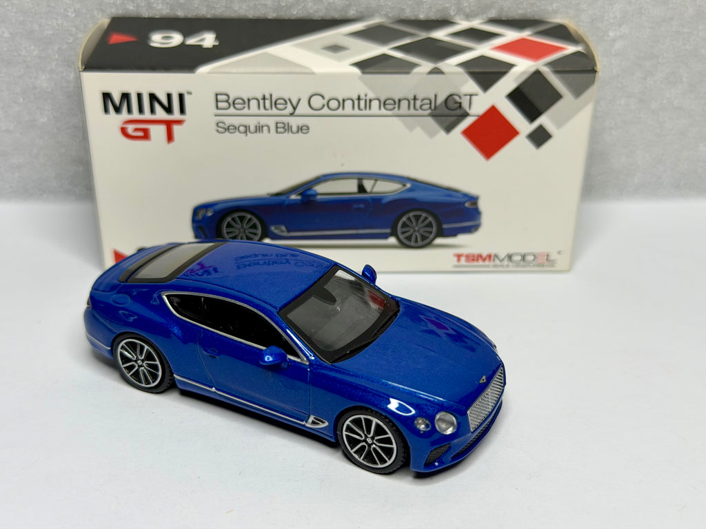 Mini GT 1:64 Bentley Continental GT Sequin Blue International Box #94 Opened