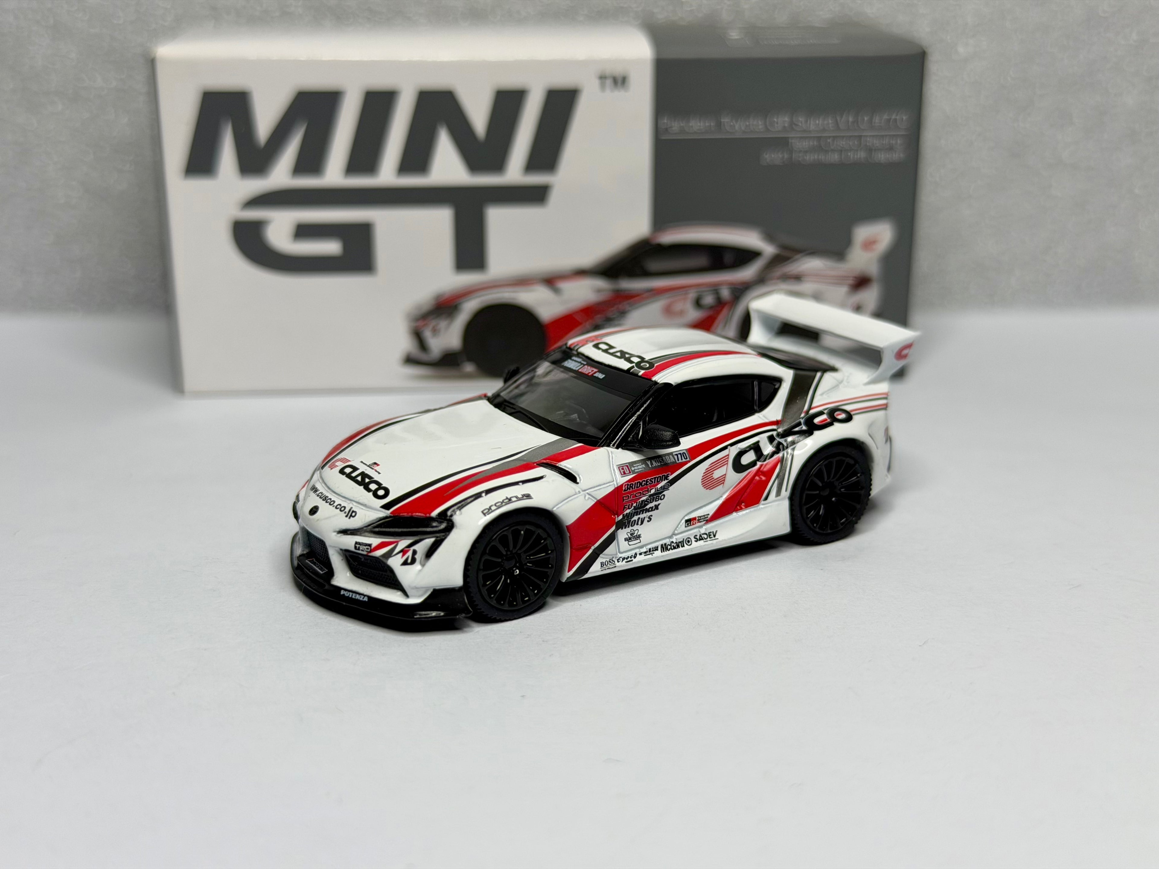 Mini GT 1:64 Pandem Toyota Supra V1.0 Team Cusco Racing 2021 Formula Drift Japan #364 Opened