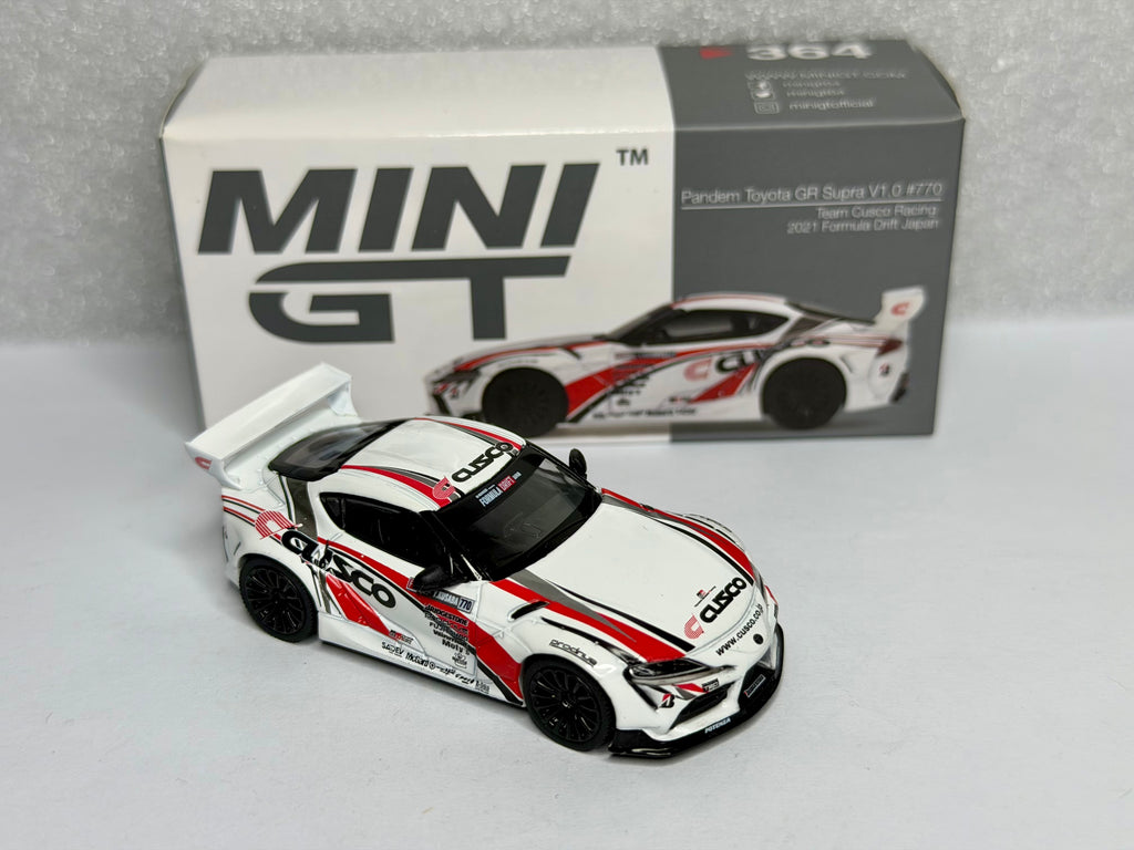 Mini GT 1:64 Pandem Toyota Supra V1.0 Team Cusco Racing 2021 Formula Drift Japan #364 Opened