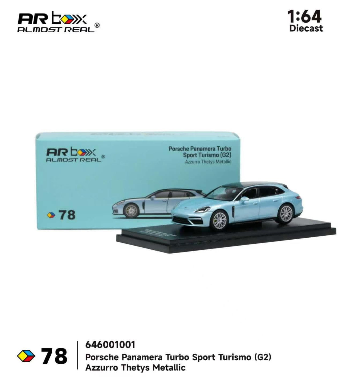 (Preorder) Almost Real 1:64 Porsche Panamera Turbo Sport Turismo (G2) Azzurro Thetys Metallic