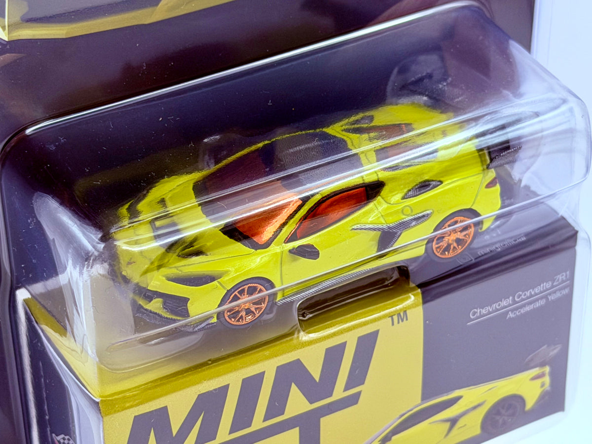 CHASE! Mini GT 1:64 Chevrolet Corvette ZR1- Accelerate Yellow #1158