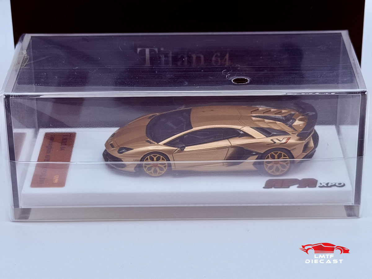 Make Up 1:64 Lamborghini Aventador SVJ 2018 (Leirion wheel) Oro Elios APAxpo Exclusive