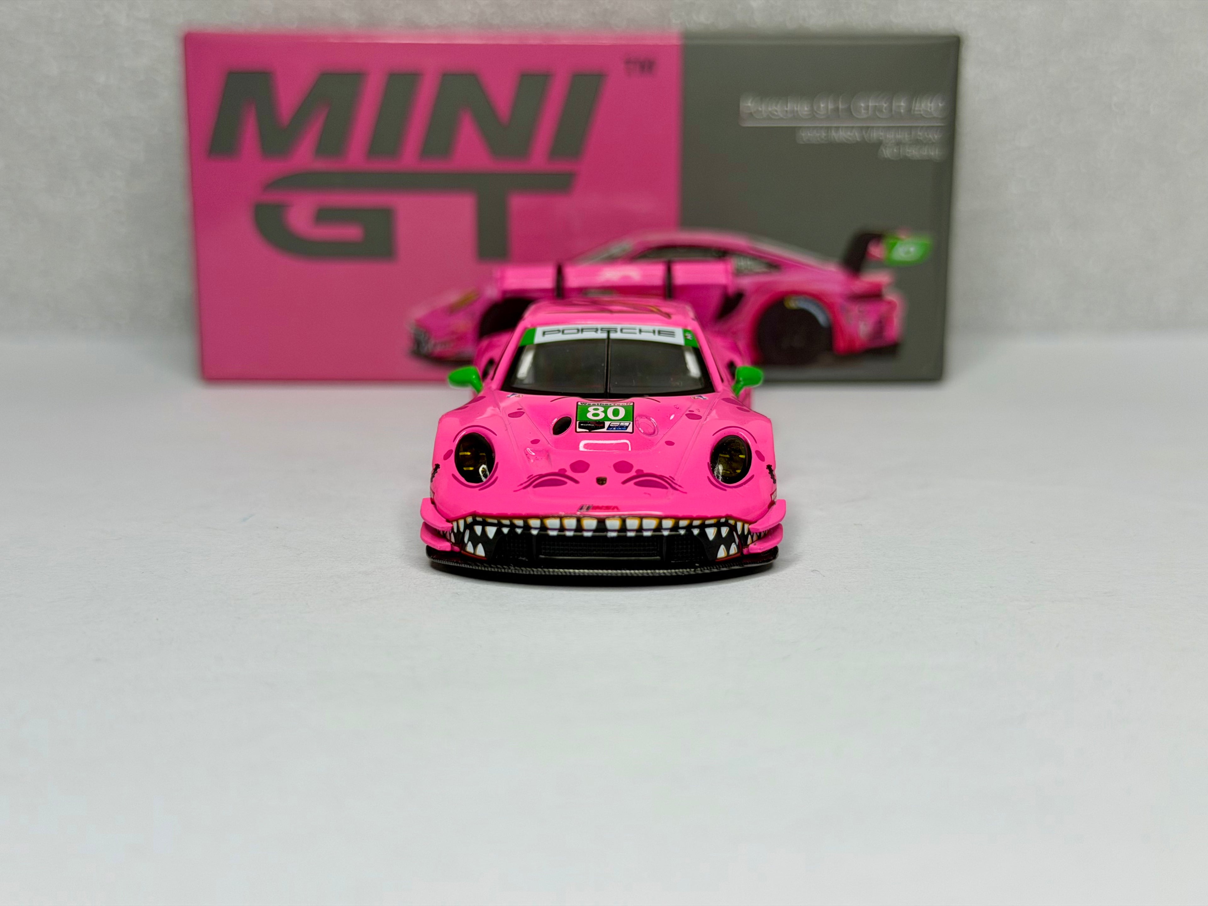 Mini GT 1:64 Porsche 911 GT3 R #80 AO Racing 2023 IMSA Roxy #872 OPENED