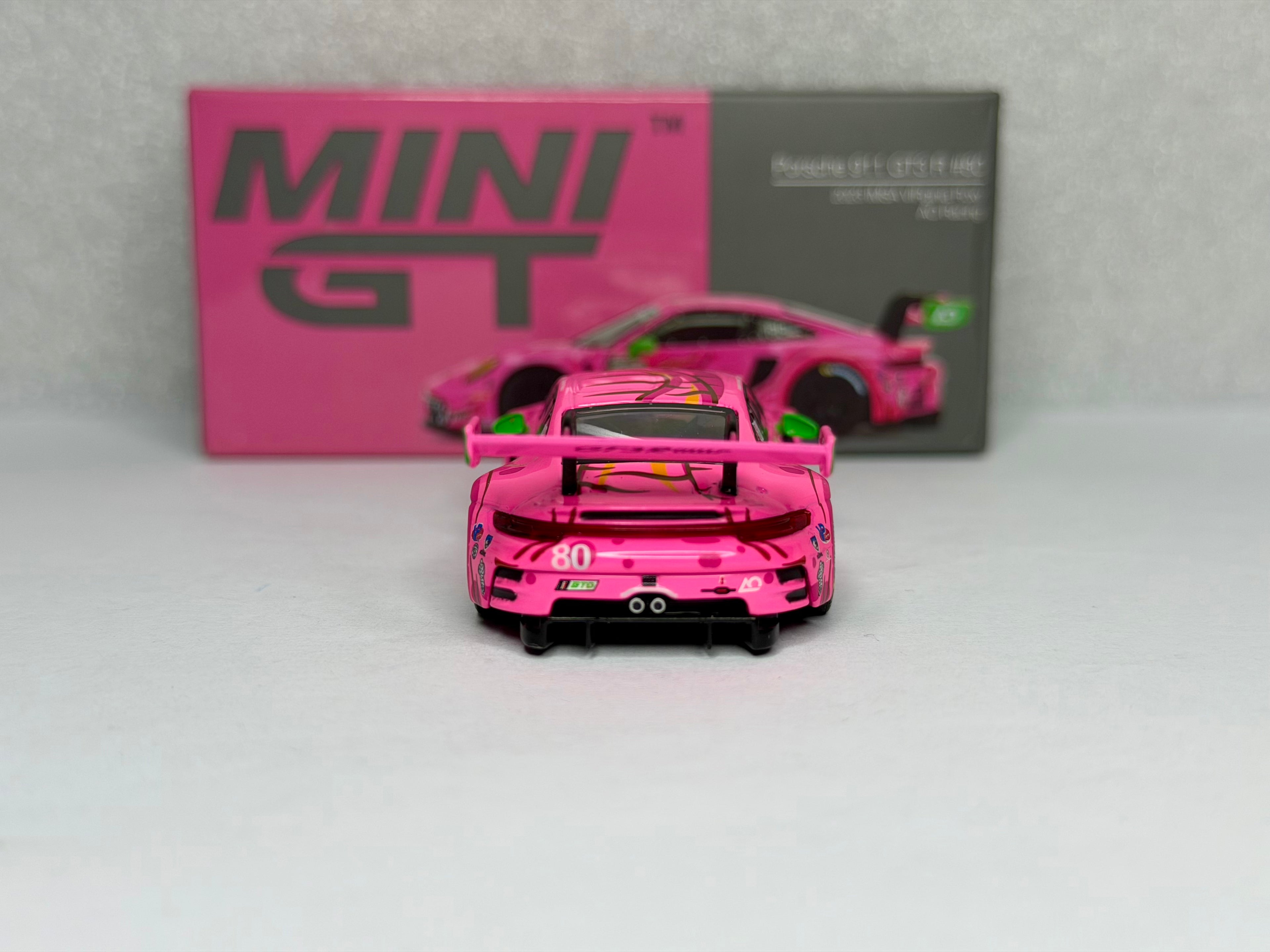Mini GT 1:64 Porsche 911 GT3 R #80 AO Racing 2023 IMSA Roxy #872 OPENED
