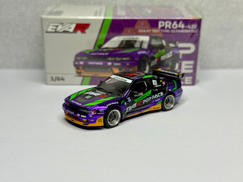 Pop Race 1/64 Nissan Pandem S13 EVA RT Test Type-01- Purple