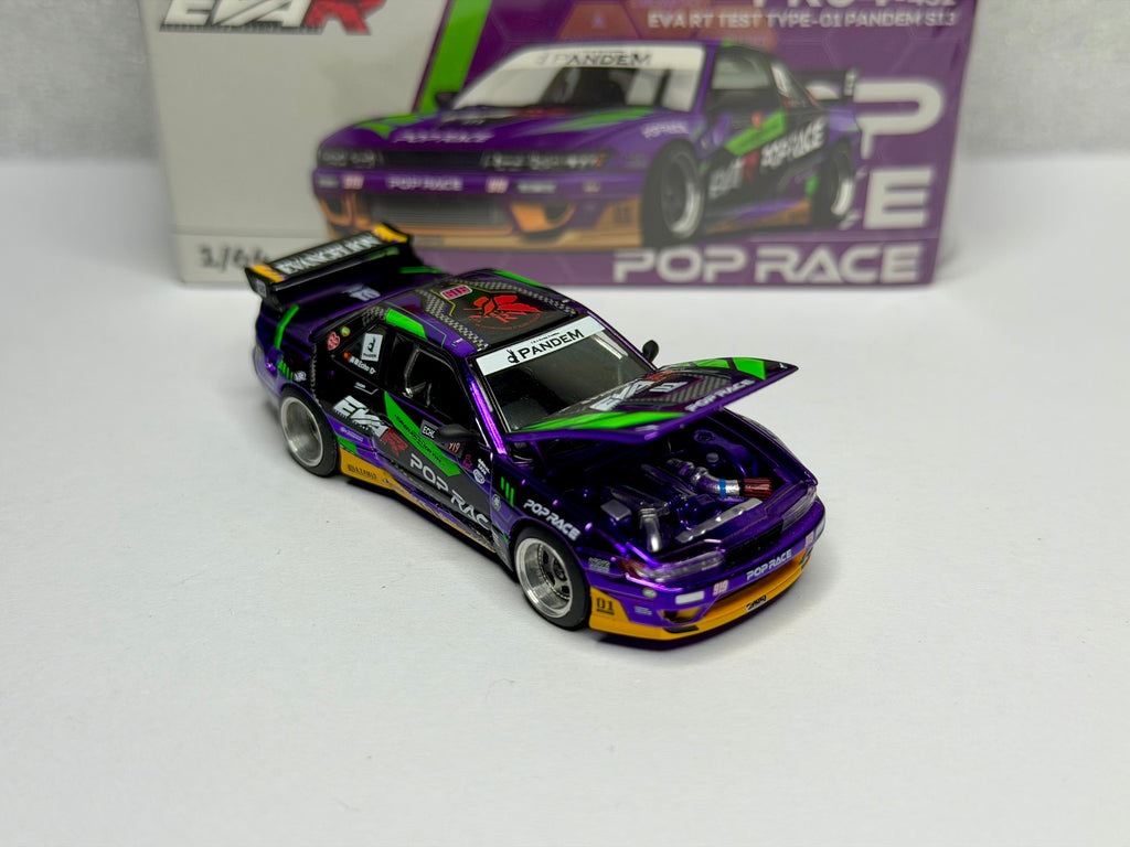 Pop Race 1/64 Nissan Pandem S13 EVA RT Test Type-01- Purple