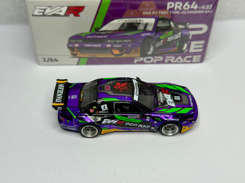 Pop Race 1/64 Nissan Pandem S13 EVA RT Test Type-01- Purple