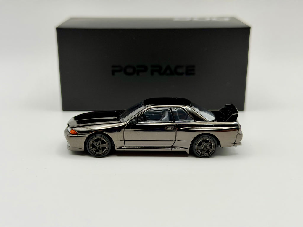 Pop Race 1:64 Nissan GT-R R32 Dark Chrome - PRDC002