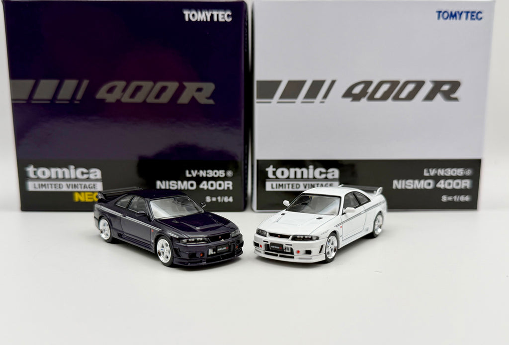Tomica Limited Vintage 1:64 Nissan 400R(Midnight Purple/Crystal White) LV-N305d/e