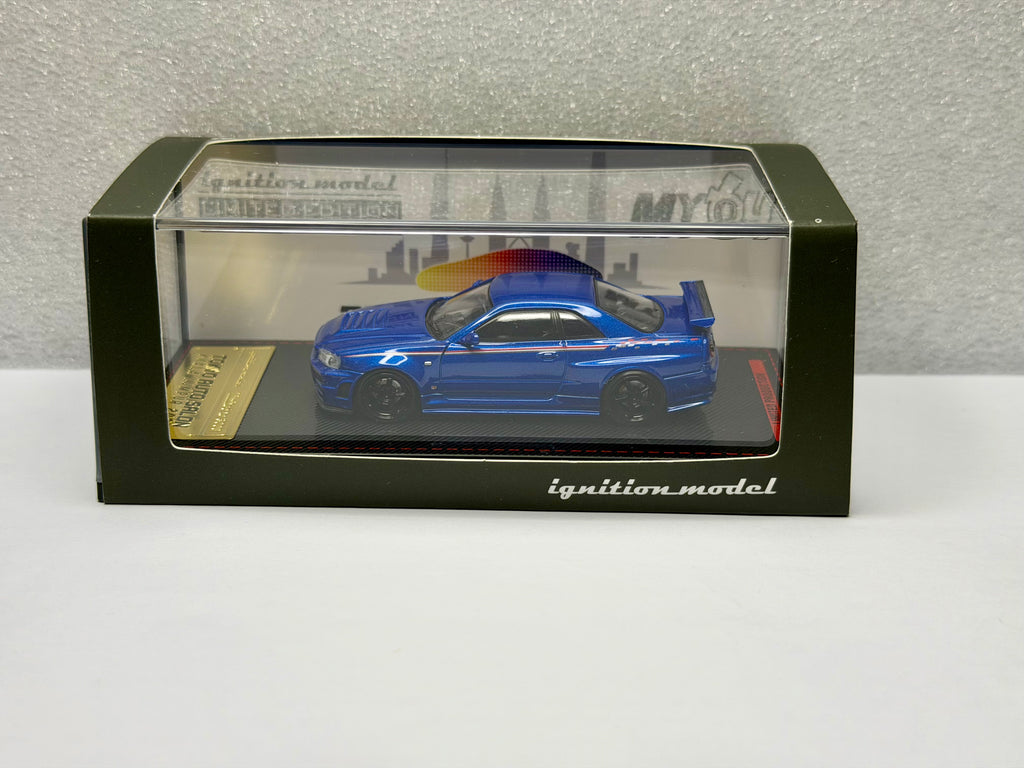 Ignition Model 1/64 Nissan GT-R R34 Bayside Blue Tokyo Auto Salon IG3838 Diecast