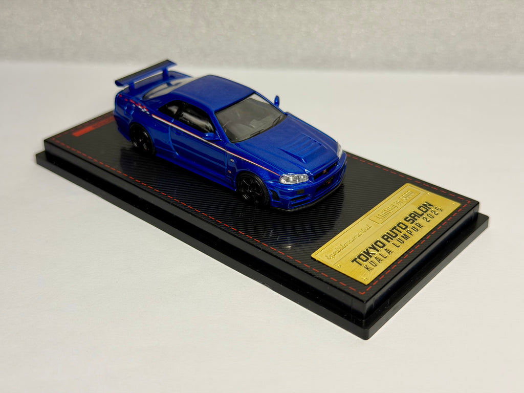 Ignition Model 1/64 Nissan GT-R R34 Bayside Blue Tokyo Auto Salon IG3838 Diecast