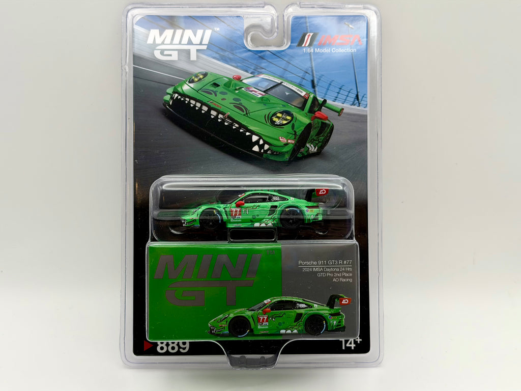 Mini GT 1:64 Porsche 911 GT3 R #77 AO Racing 2024 IMSA Daytona 24 Hrs #889
