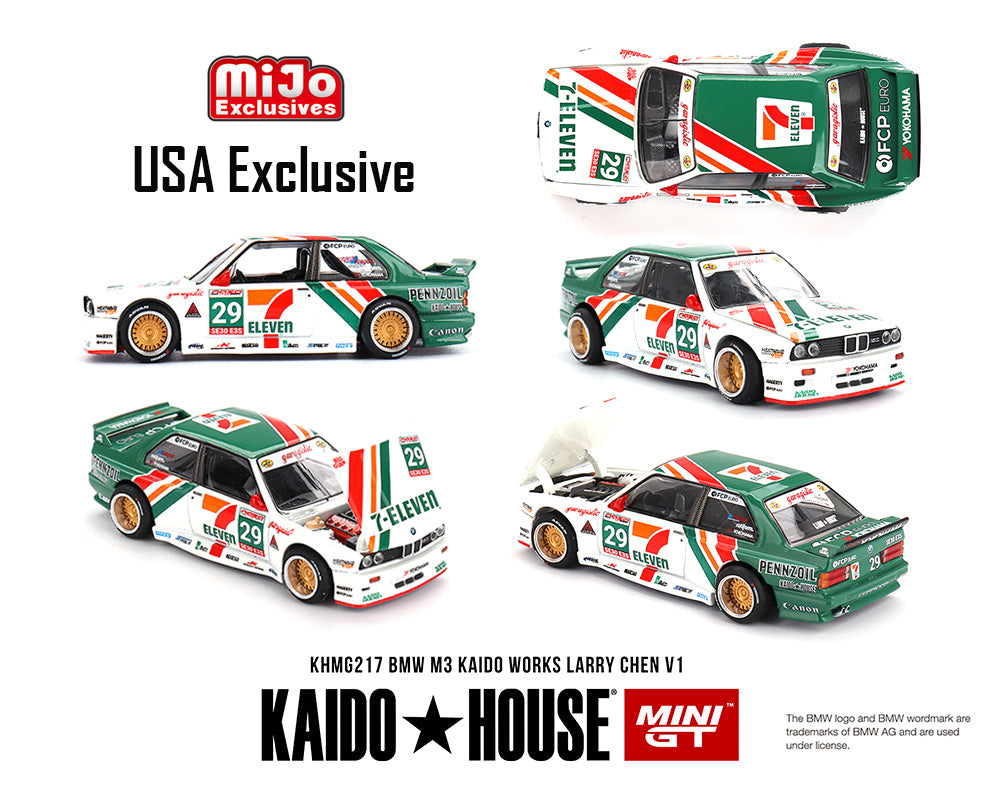 Kaido House x Mini GT 1:64 BMW M3 Kaido Works Larry Chen V1 – USA Exclusive
