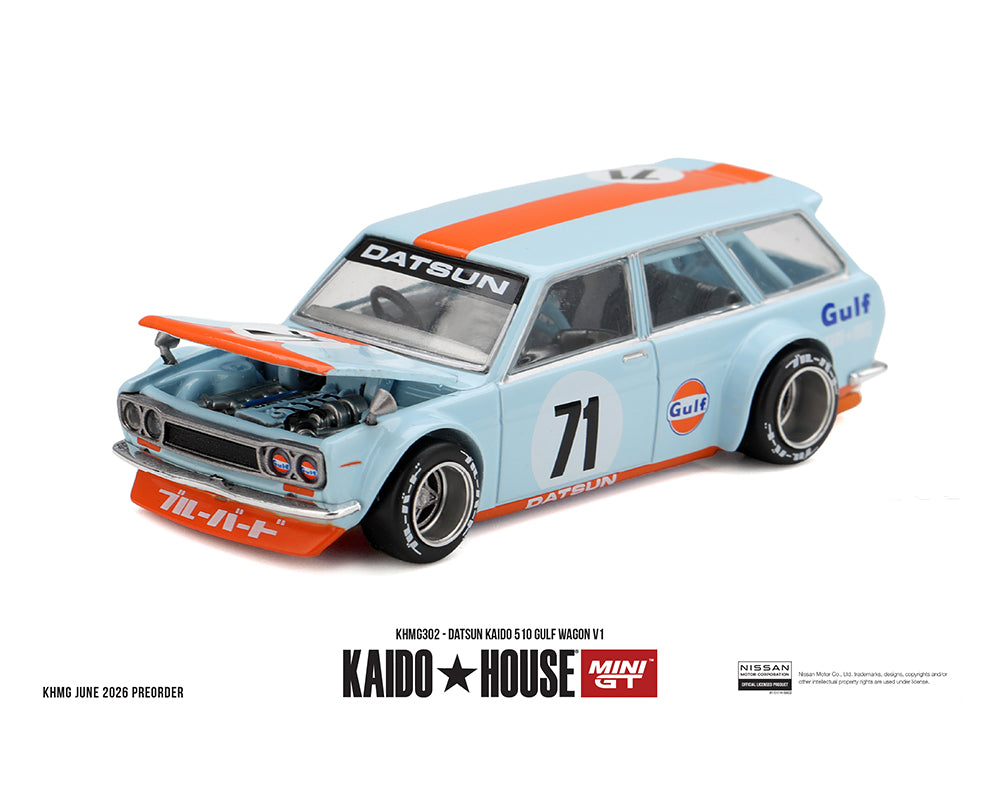 (Preorder) Kaido House x Mini GT 1:64 Datsun KAIDO 510 GULF Wagon V1 – KHMG302