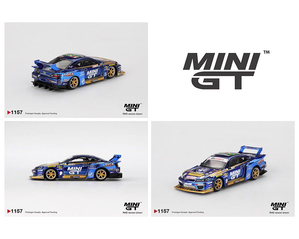 Mini GT 1:64 Nissan LB-Super Silhouette S15 SILVIA #555 Team MINI GT Liberty Walk 2025 Formula Drift – Chrome Blue #1157