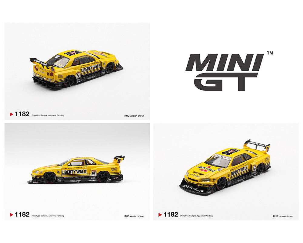 Mini GT 1:64 Nissan LB-ER34 Super Silhouette SKYLINE Sport Yellow #1182