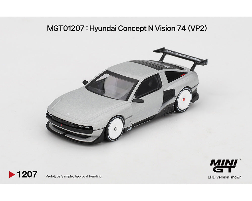 (Preorder) Mini GT 1:64 Hyundai Concept N Vision 74 (VP2) – Silver – Korea Exclusive #1207