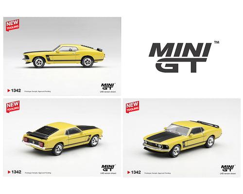 (Preorder) Mini GT 1:64 Ford Mustang Boss 302 1969 – Bright Yellow #1342
