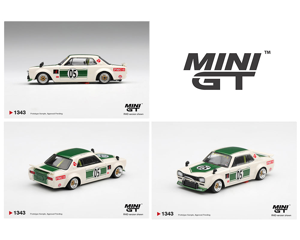 (Preorder) Mini GT 1:64 Nissan Skyline LB-WORKS “HAKOSUKA” – White / Green #1343