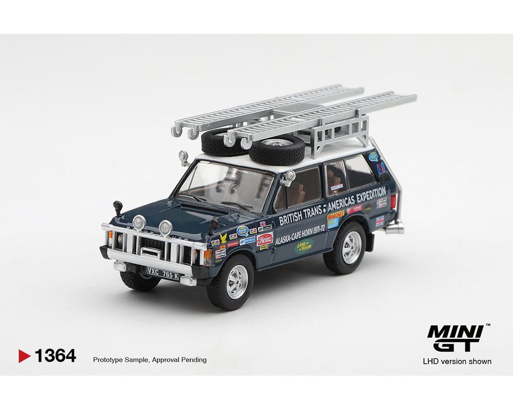 (Preorder) Mini GT 1:64 Range Rover 1971 British Trans-Americas Expedition (VXC-765K) #1364