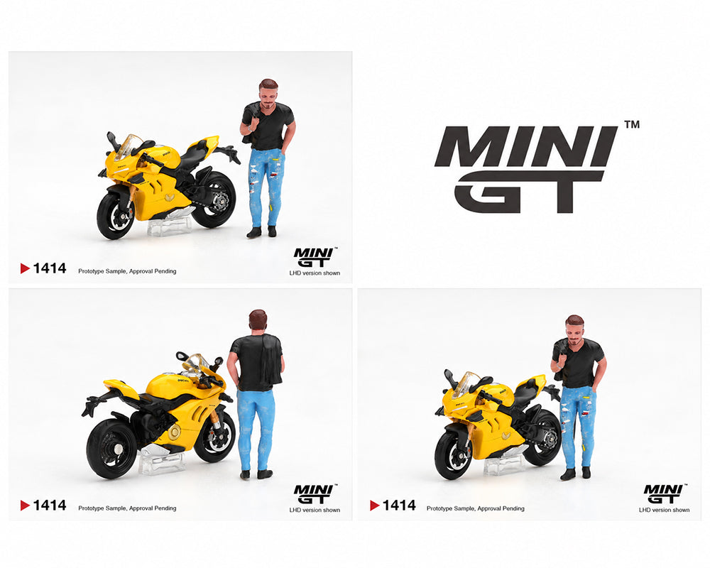 (Preorder) Mini GT 1:64 Ducati Panigale V4 S with Ducati Figure Yellow #1414