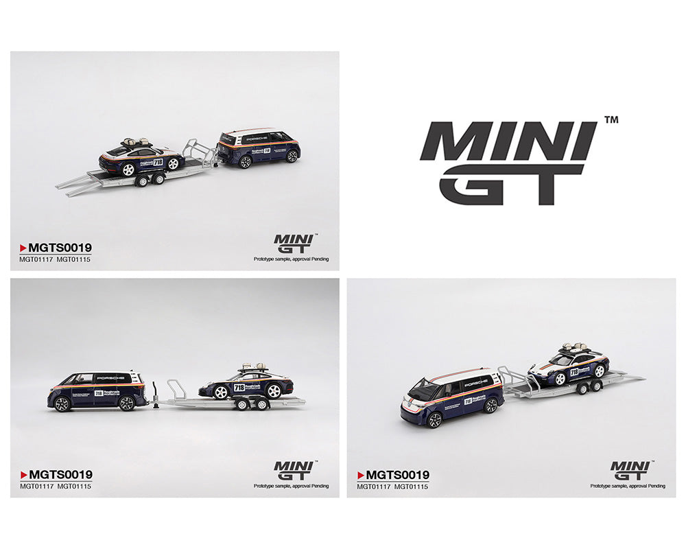 Mini GT 1:64 Porsche 911 Dakar #718 / Volkswagen ID. Buzz Porsche Centrum Gelderland Roughroads Set