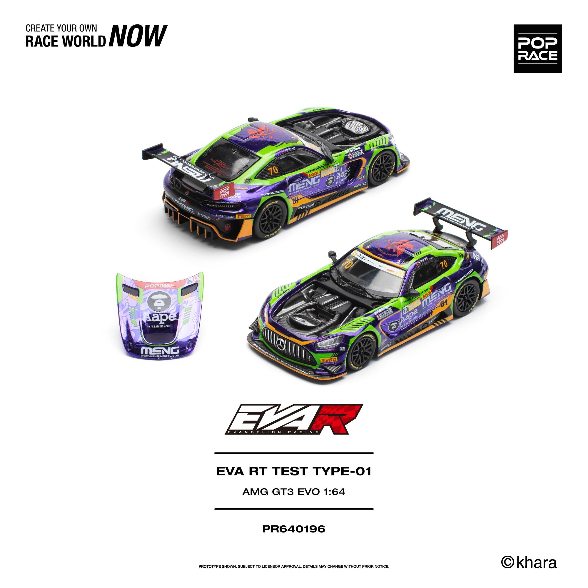 (Preorder) Pop Race 1:64 EVA RT Test Type-01 AMG GT3 Evo - Macau GP 2023