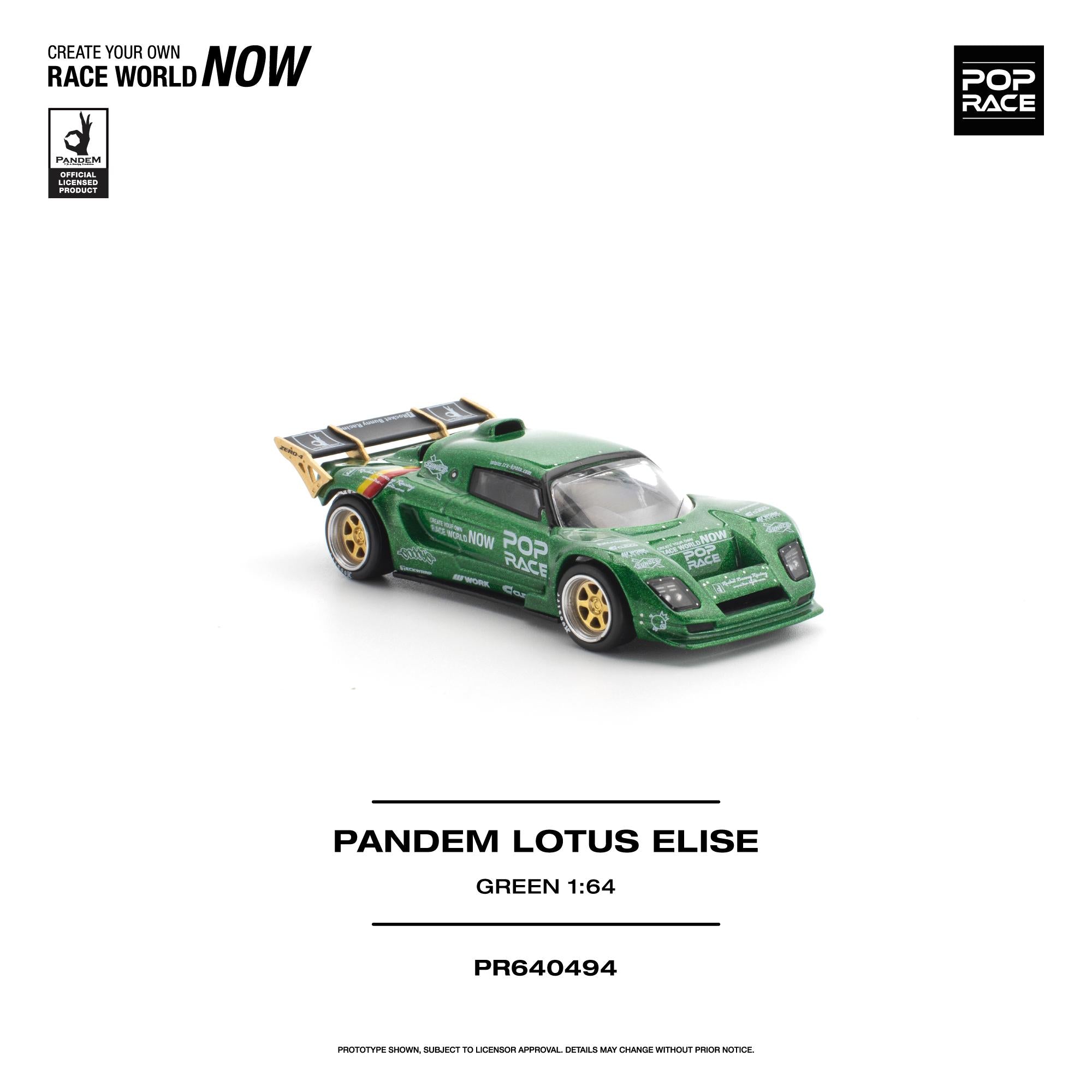 (Preorder) Pop Race 1:64 Pandem Lotus Elise - Green