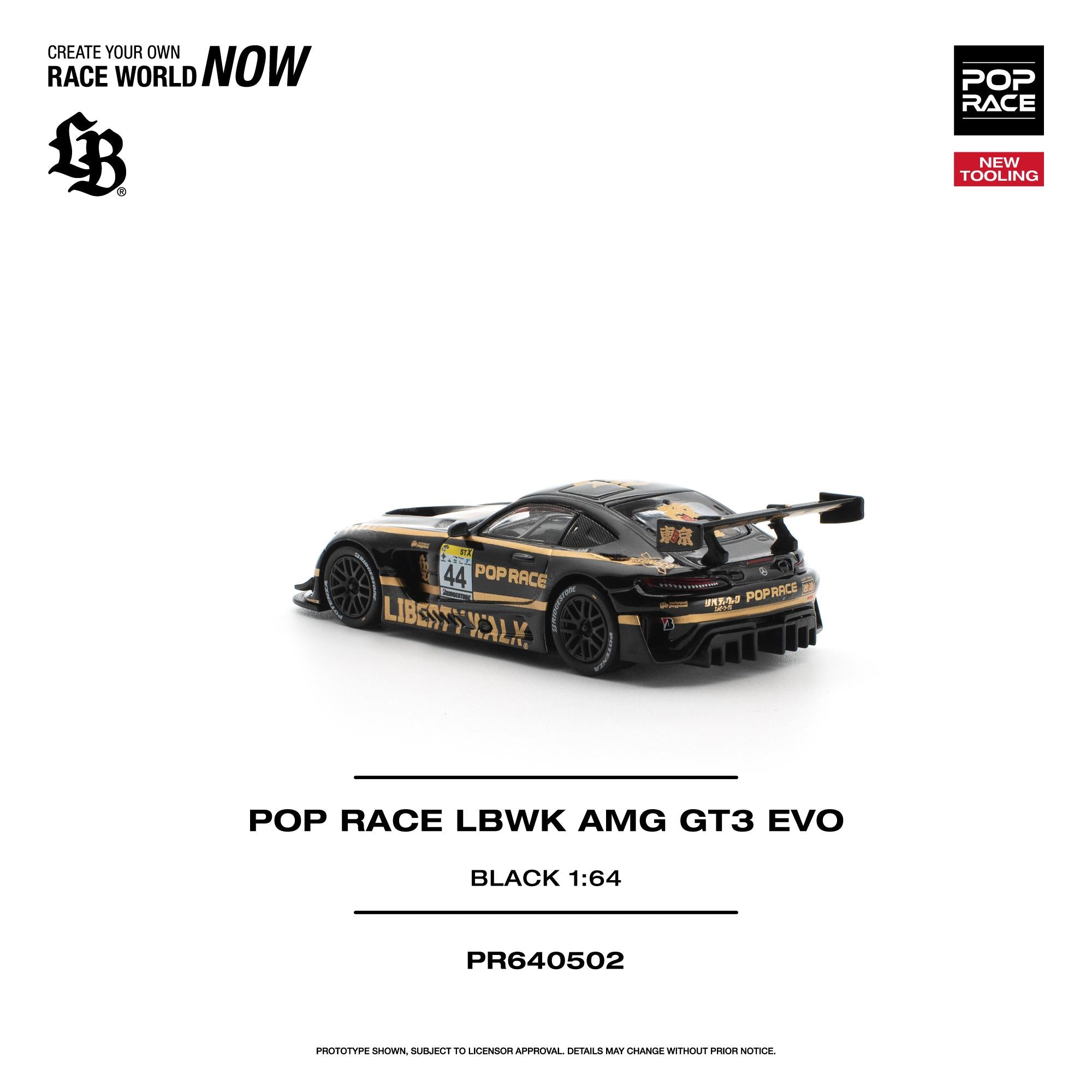 (Preorder) Pop Race 1/64 Pop Race LBWK AMG GT3 EVO - Black