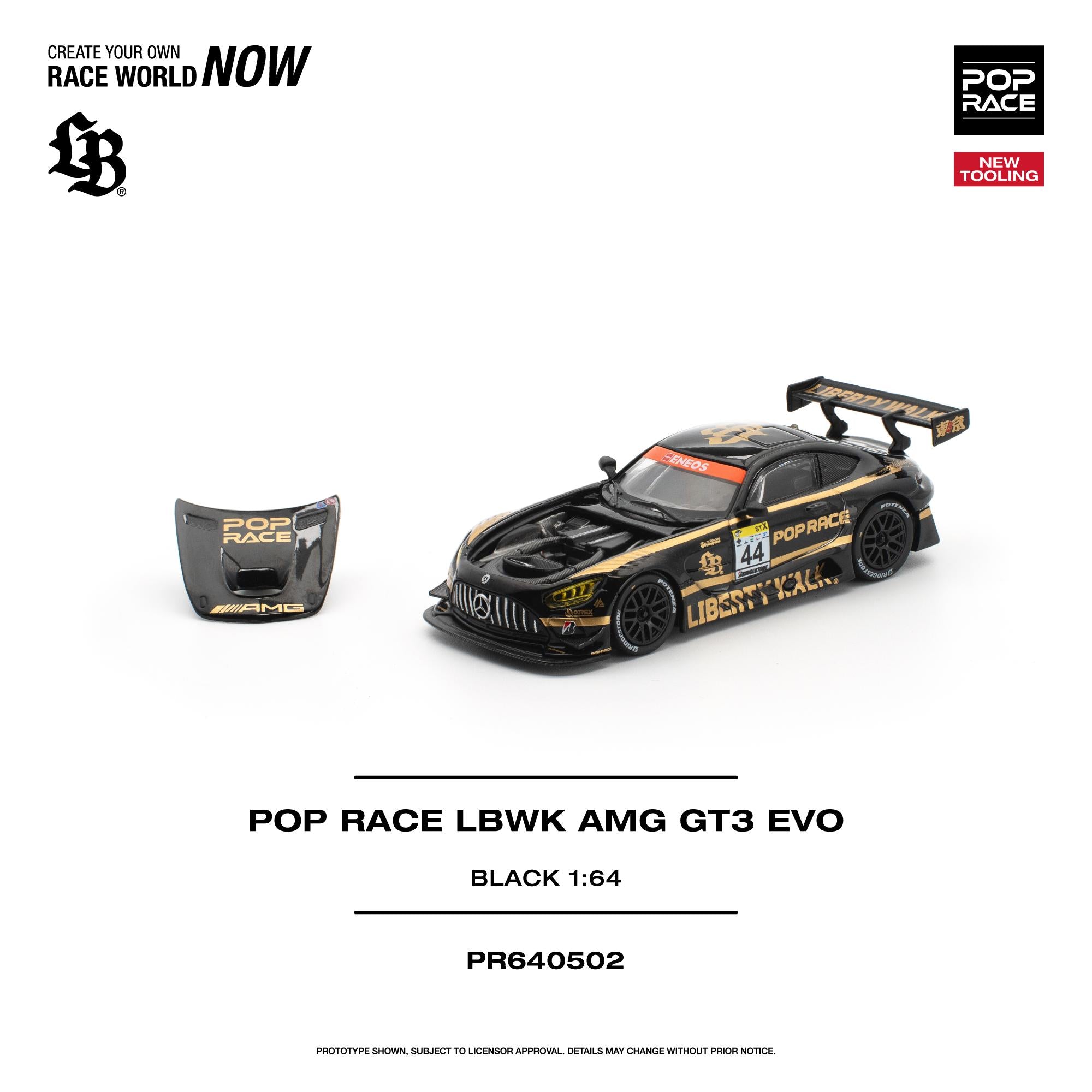 (Preorder) Pop Race 1/64 Pop Race LBWK AMG GT3 EVO - Black