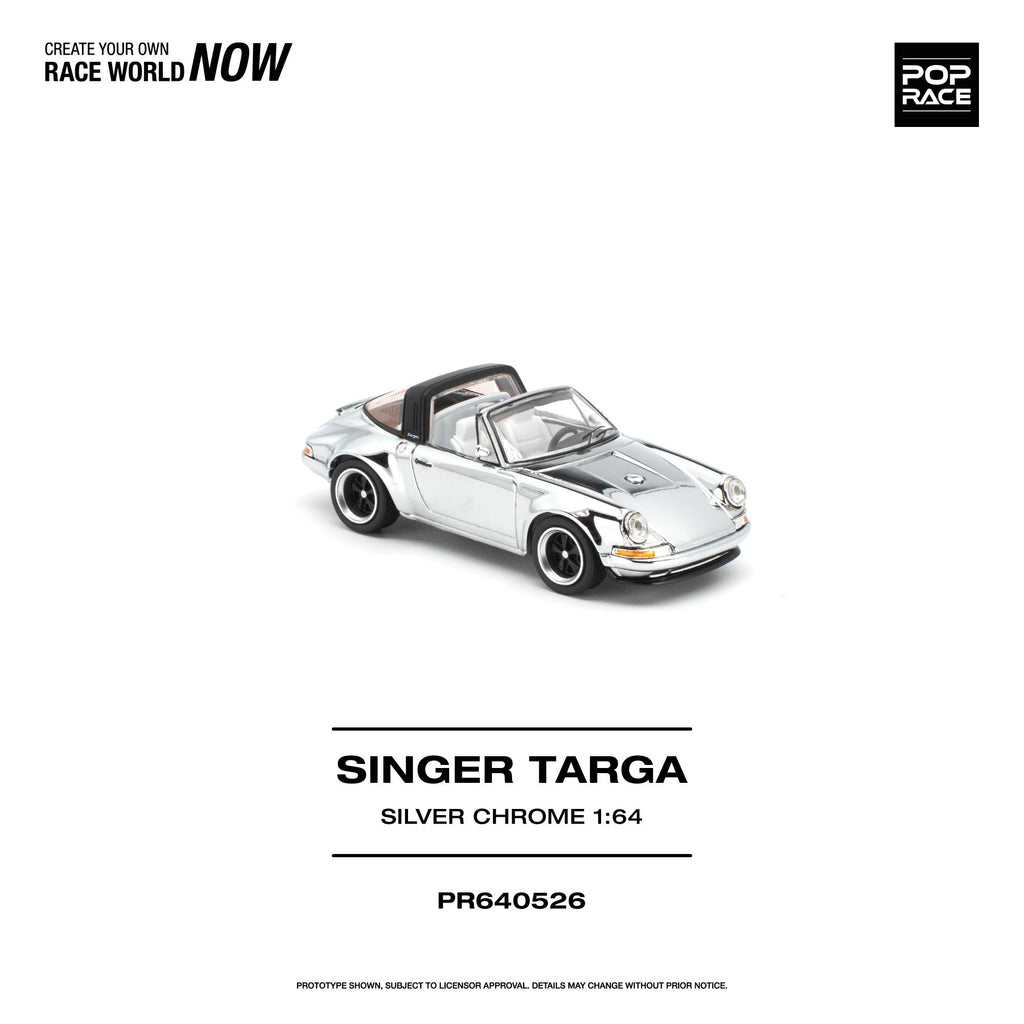(Preorder) Pop Race 1/64 Singer Targa - Silver Chrome