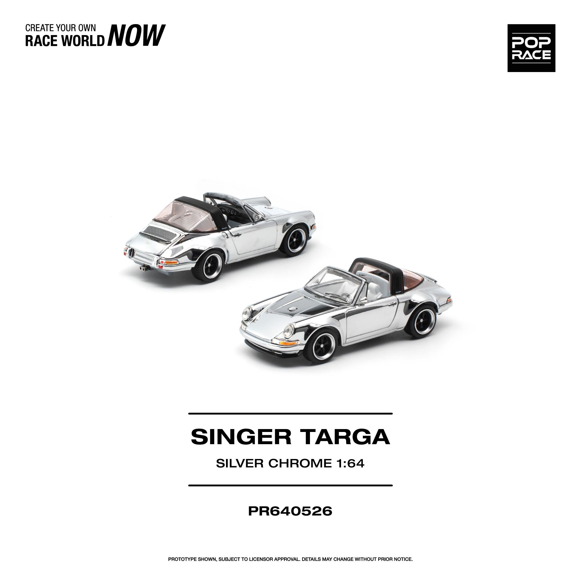 (Preorder) Pop Race 1/64 Singer Targa - Silver Chrome