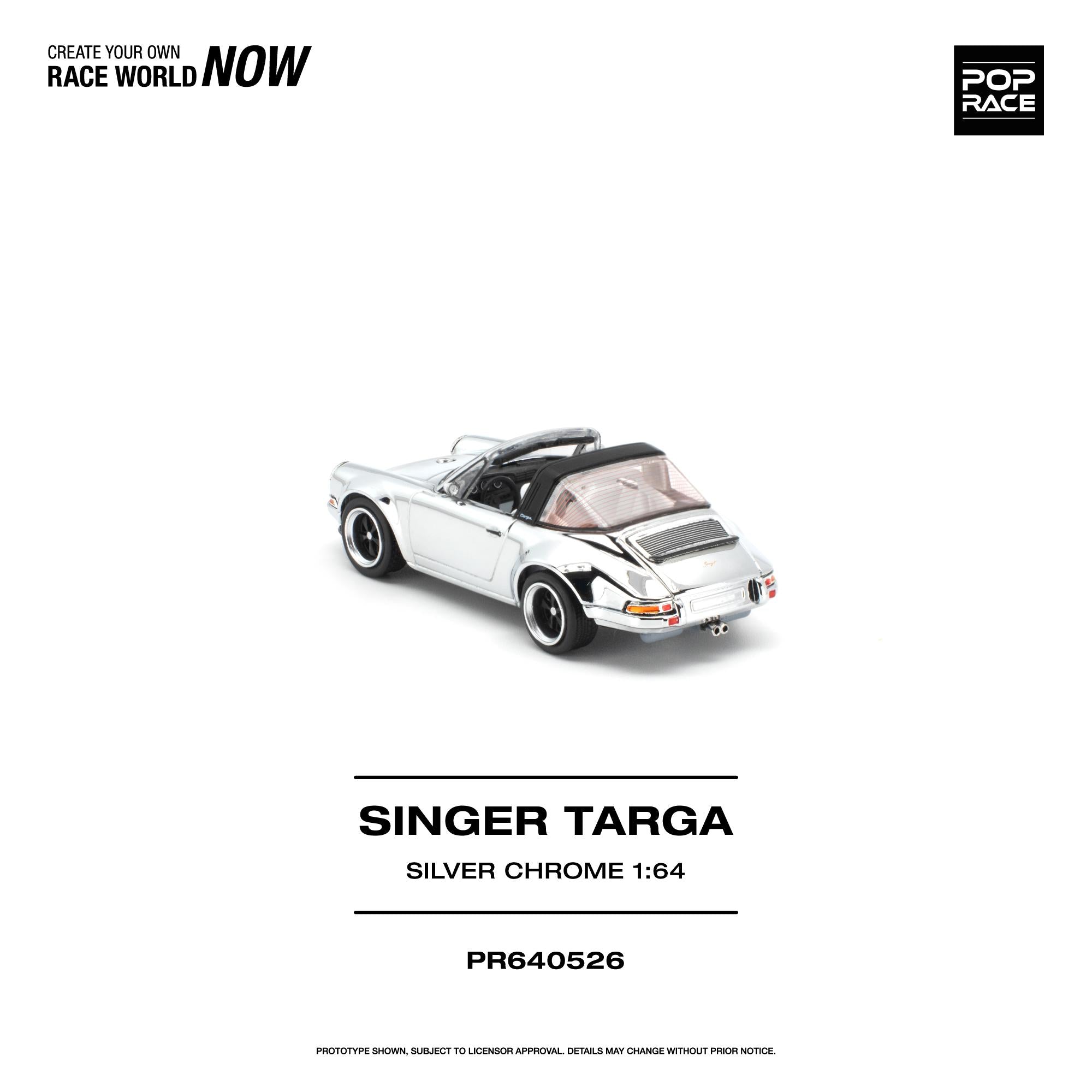 (Preorder) Pop Race 1/64 Singer Targa - Silver Chrome