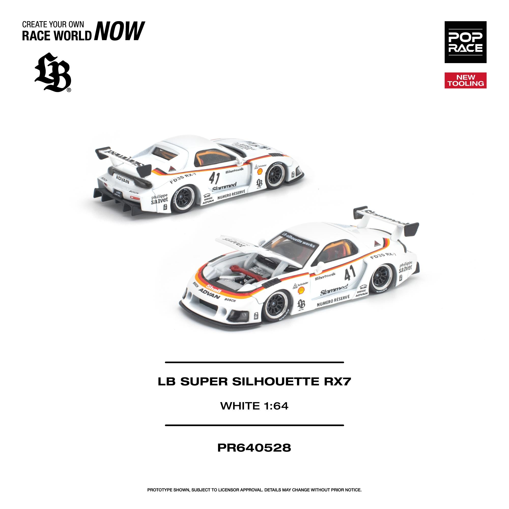(Preorder) Pop Race 1/64 LB SUPER SILHOUETTE RX7 (FD3S) WHITE