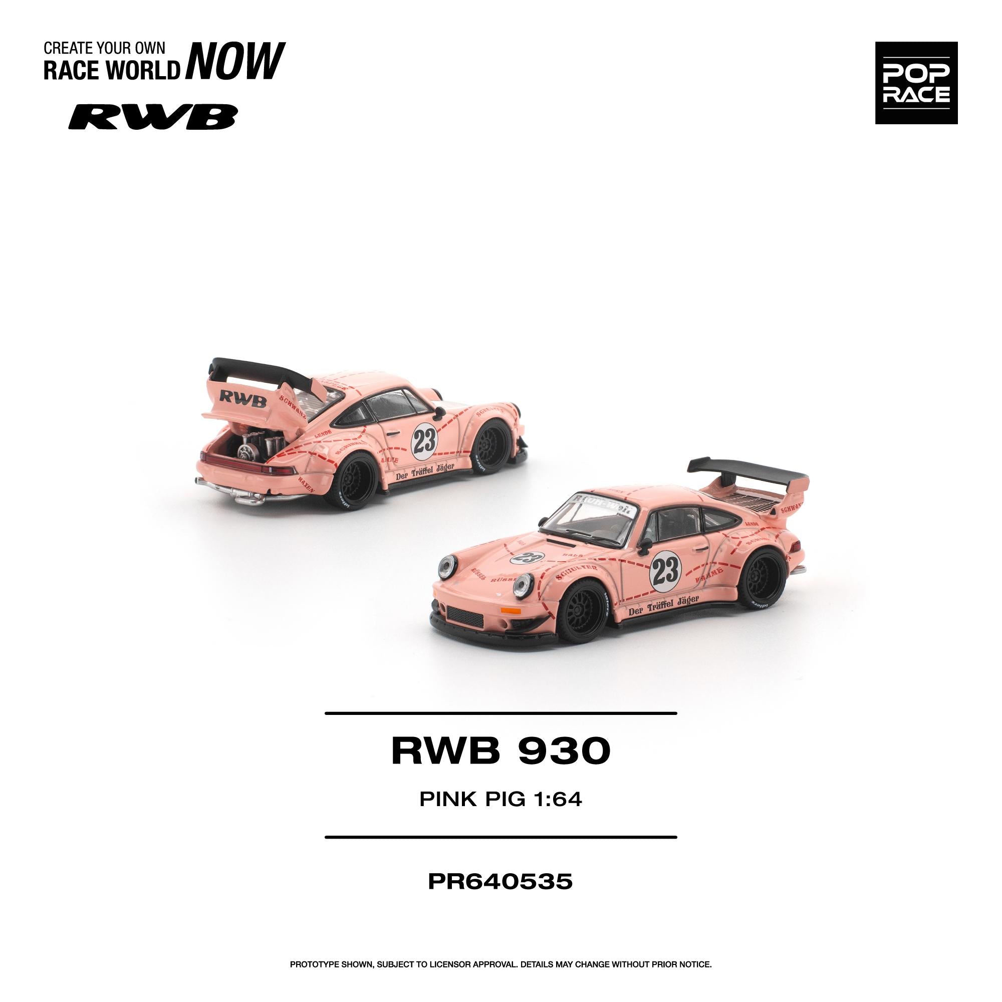 (Preorder) POP RACE 1/64 RWB 930 "PINK PIG" PR640535