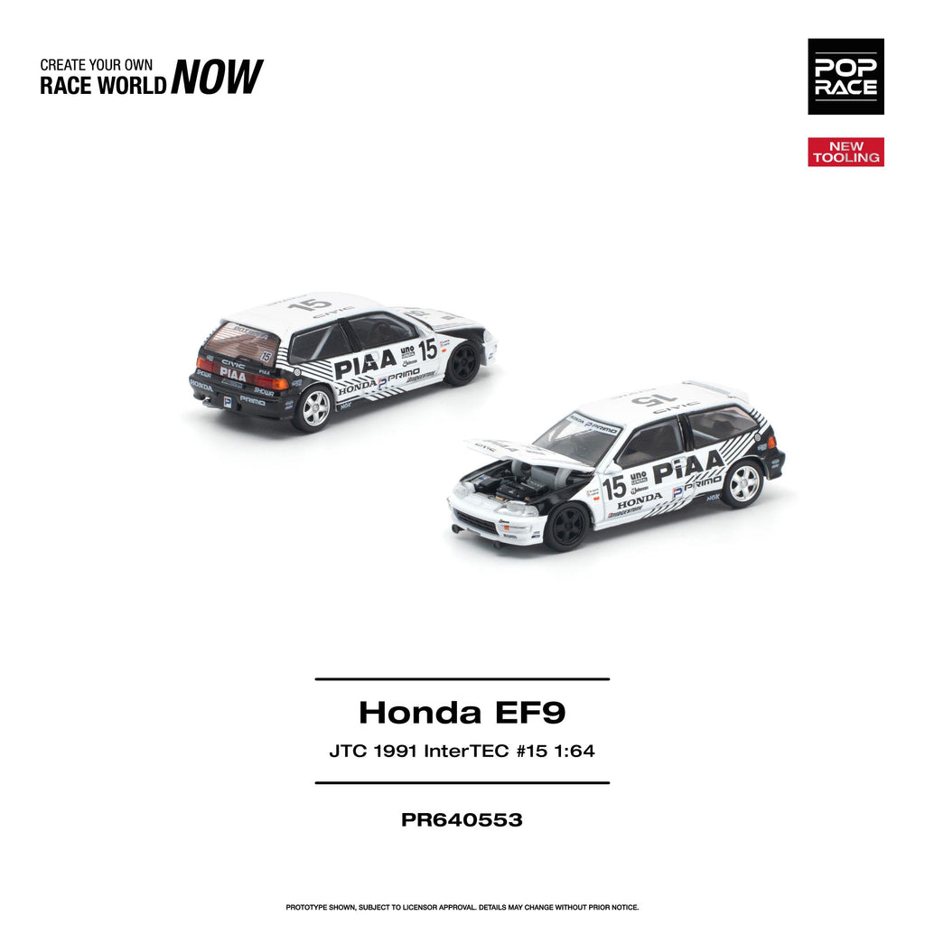 (Preorder) Pop Race 1:64 Honda Civic (EF9) #15 JTC 1991 InterTEC New Tooling