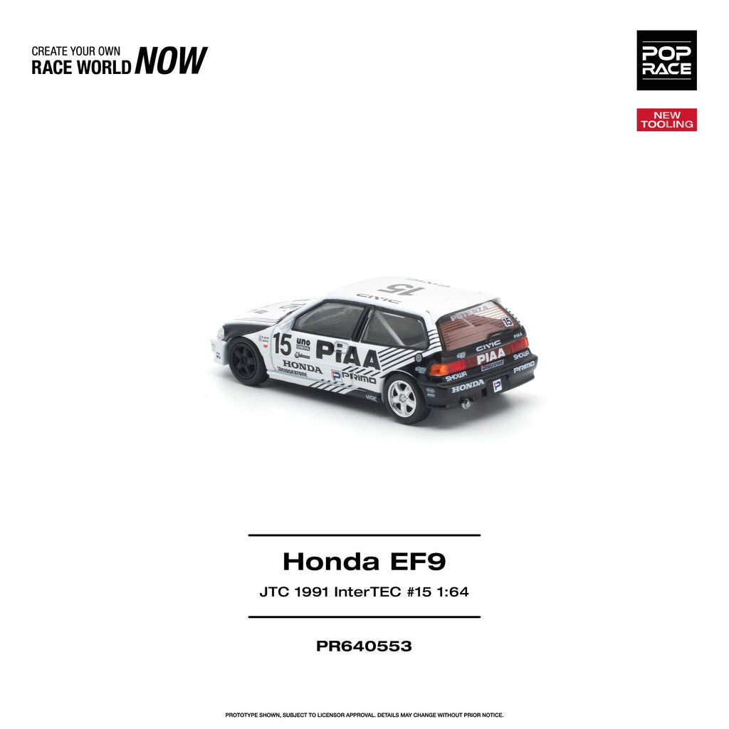 (Preorder) Pop Race 1:64 Honda Civic (EF9) #15 JTC 1991 InterTEC New Tooling