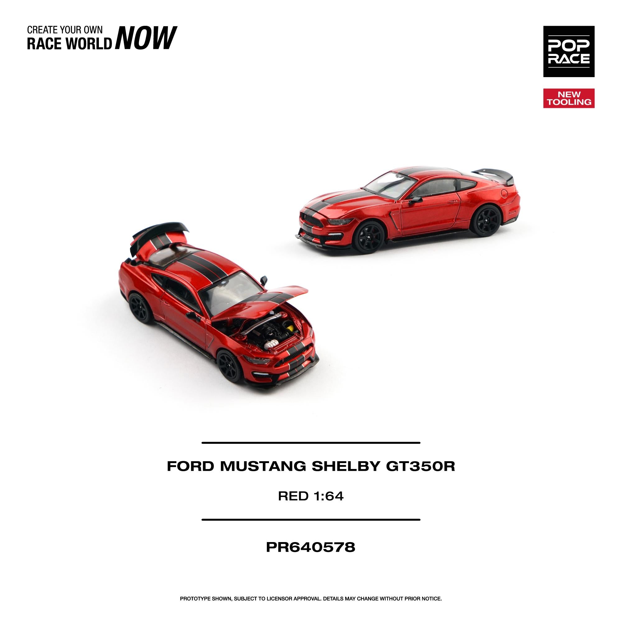 (Preorder) POP RACE 1/64 FORD MUSTANG SHELBY GT350R RACE RED PR640578