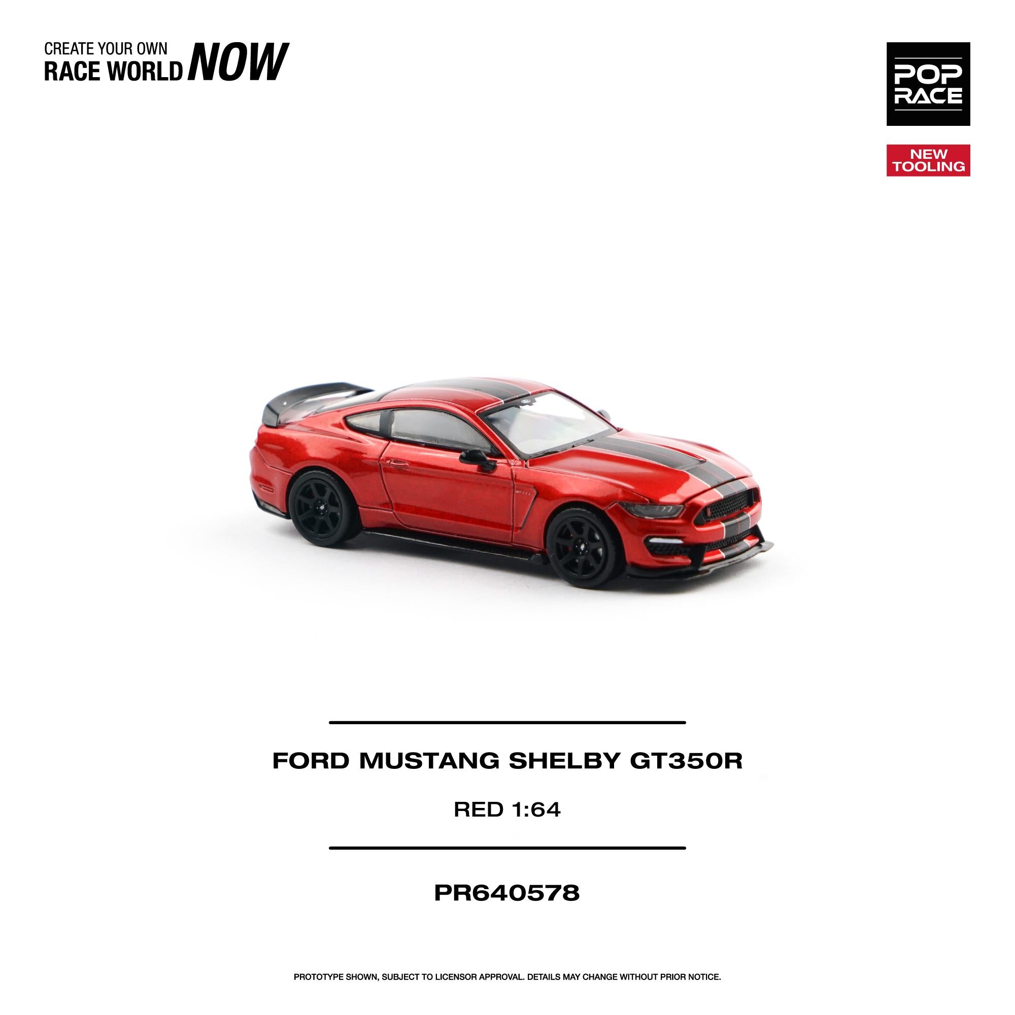 (Preorder) POP RACE 1/64 FORD MUSTANG SHELBY GT350R RACE RED PR640578
