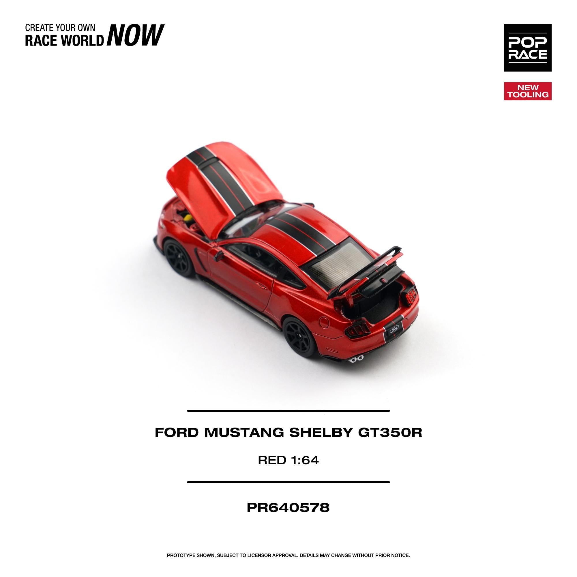 (Preorder) POP RACE 1/64 FORD MUSTANG SHELBY GT350R RACE RED PR640578