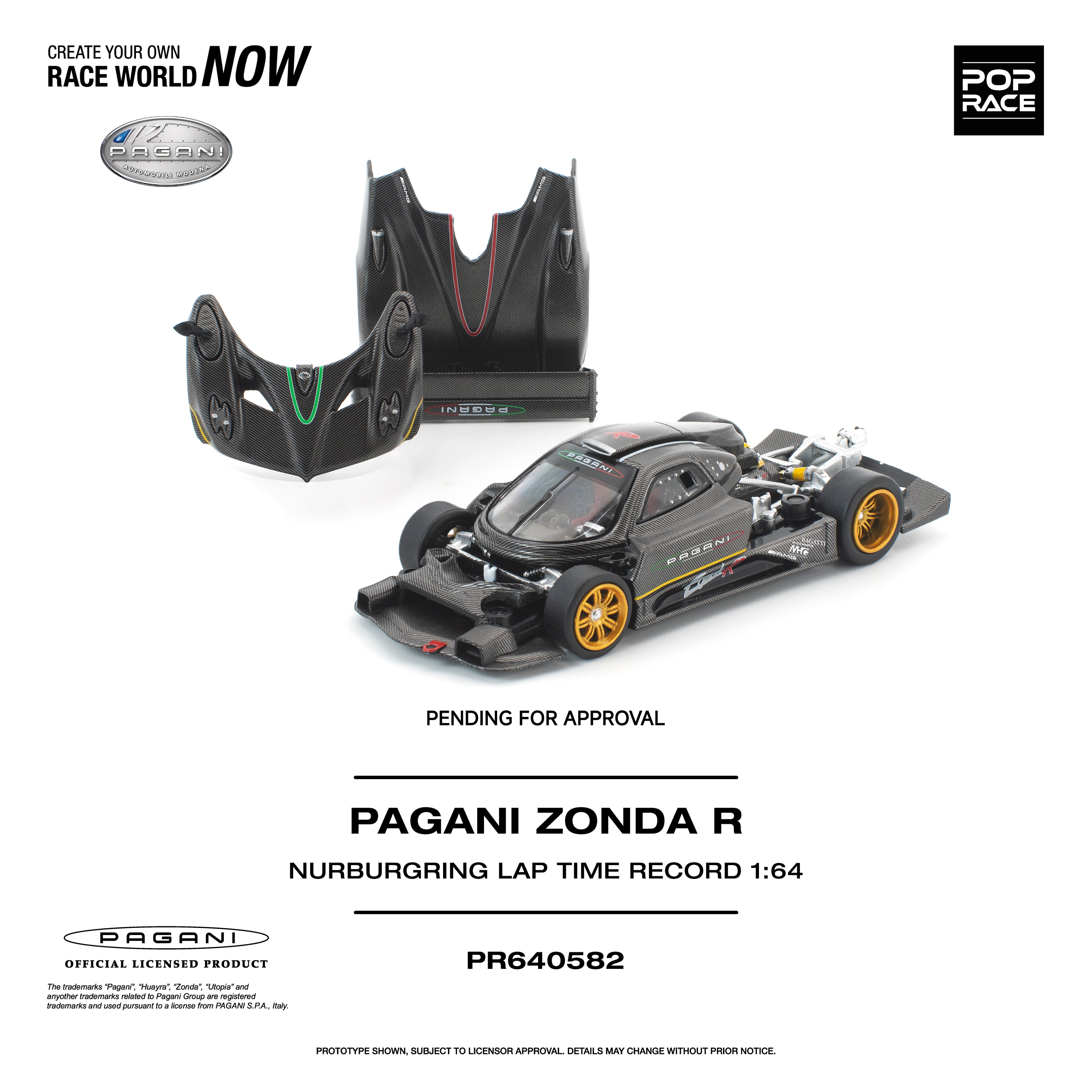 (Preorder) Pop Race 1/64 Pagani Zonda R Nürburgring Lap Time Record
