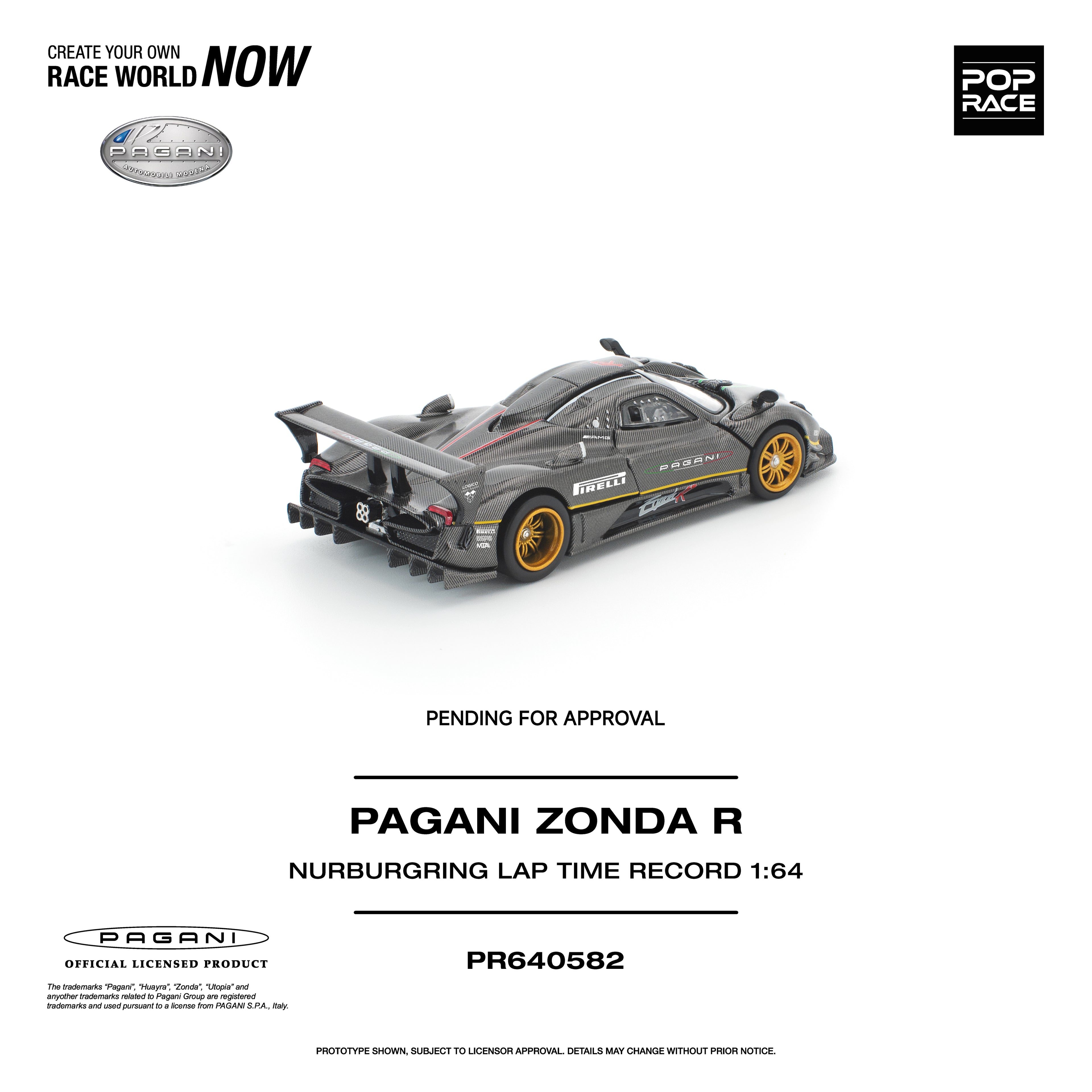 (Preorder) Pop Race 1/64 Pagani Zonda R Nürburgring Lap Time Record