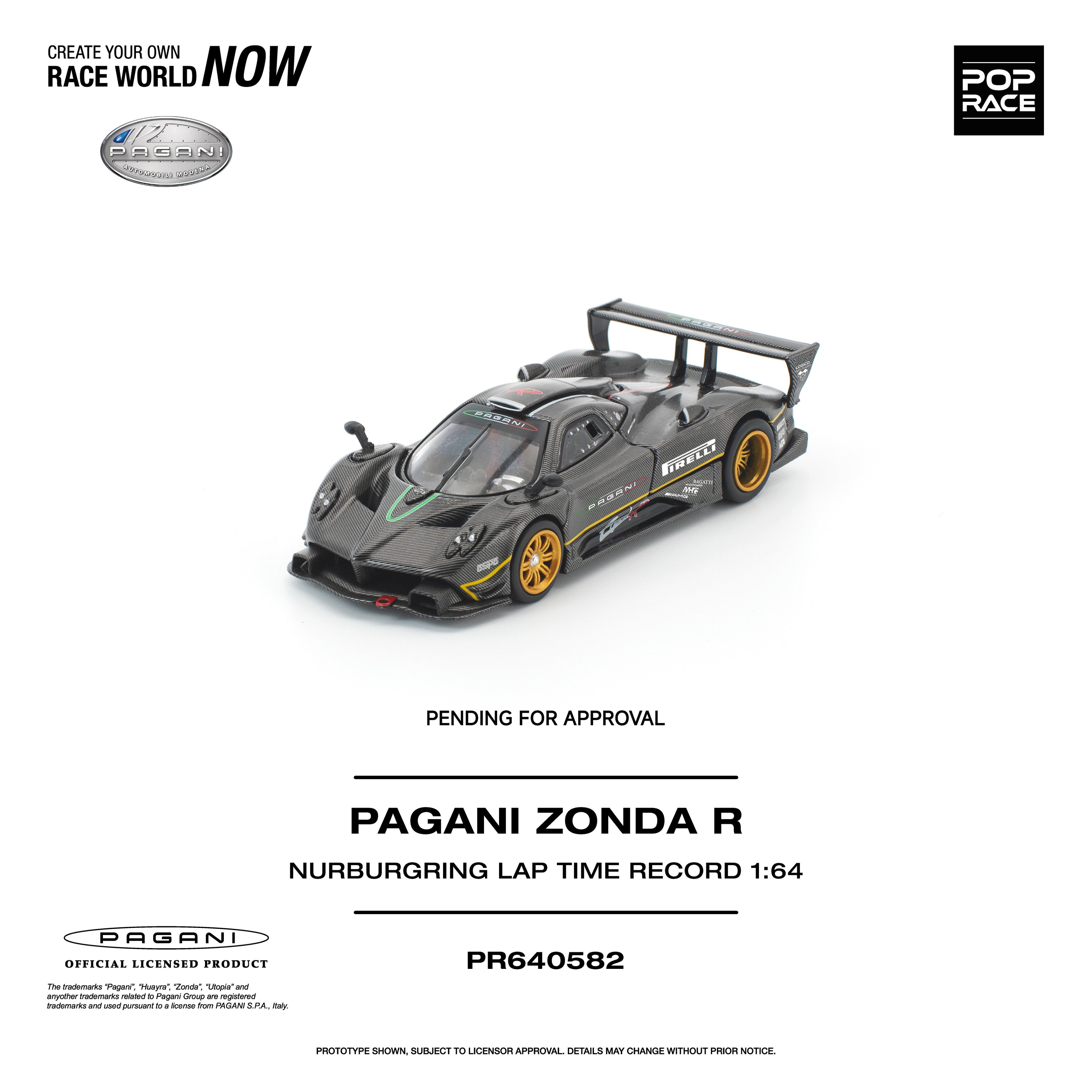 (Preorder) Pop Race 1/64 Pagani Zonda R Nürburgring Lap Time Record