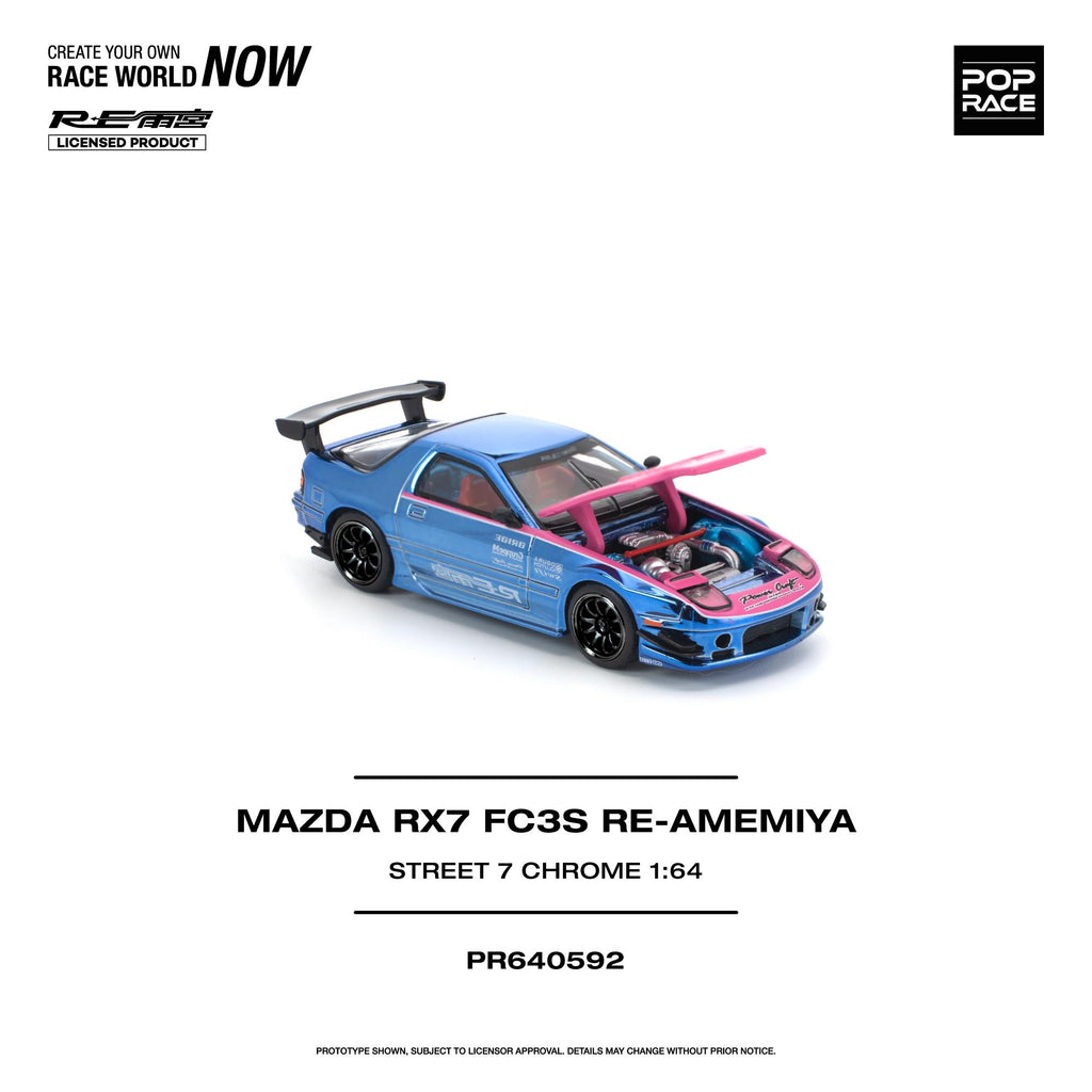 (Preorder) Pop Race 1/64 Mazda RX7 (FC3S) Re-Amemiya Street7 Chrome